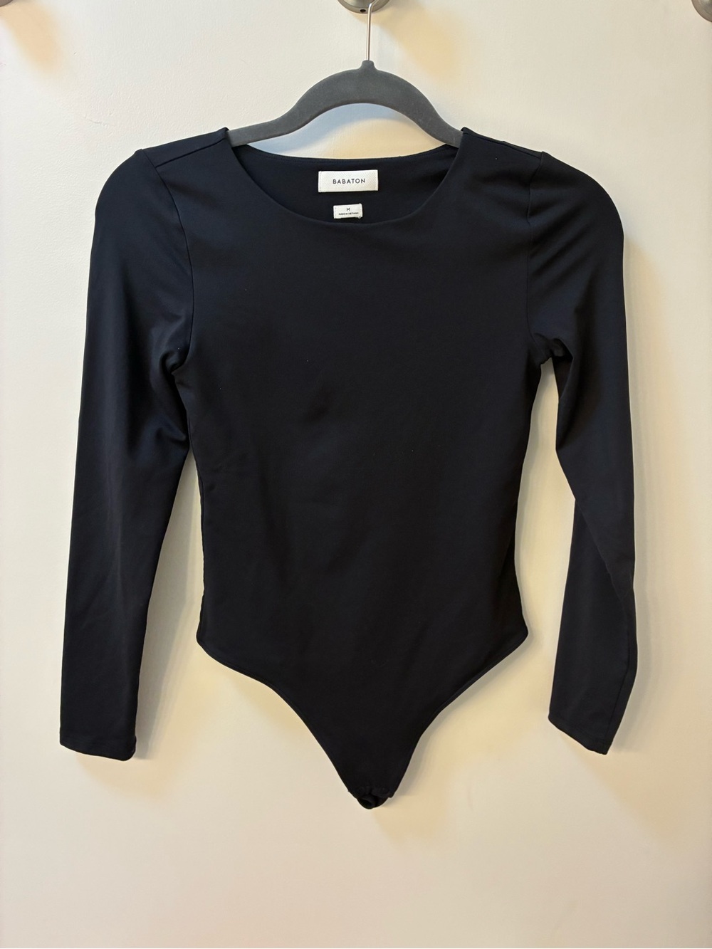 Babaton Artizia Black Long-Sleeve One-Piece Bodysuit